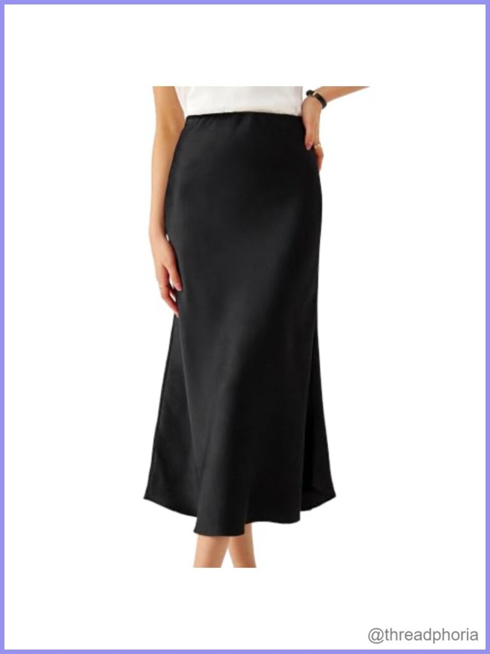 High Waist Satin Flowy A-Line Midi Skirt for Party Daily Wear